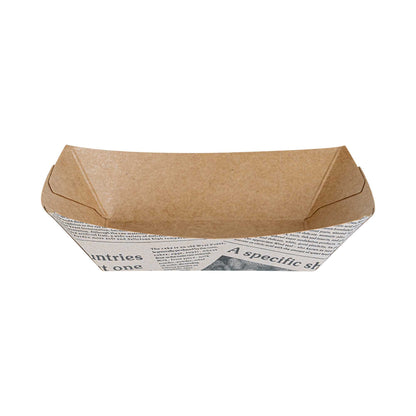 Bio Tek 4 oz Newsprint Paper #25 Food Tray / Boat - 3" x 2" x 1" - 400 count box