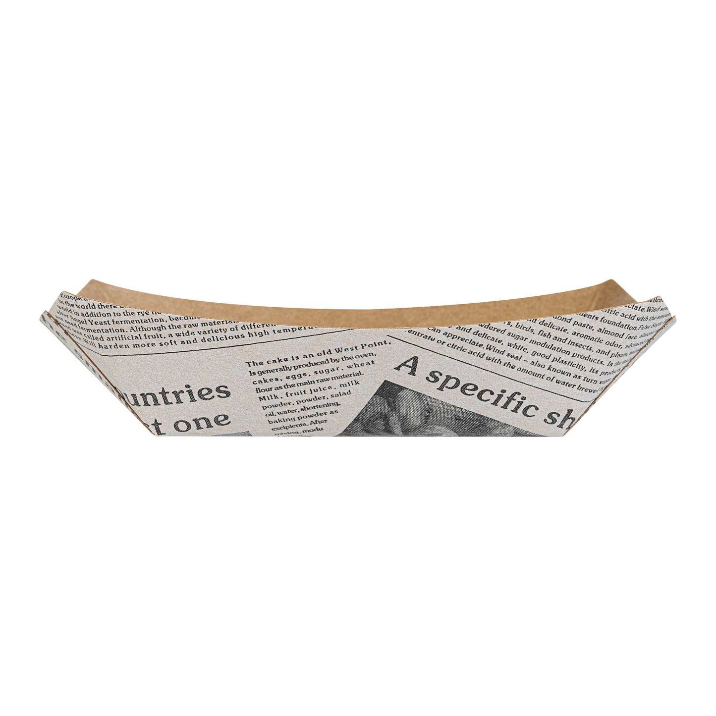 Bio Tek 4 oz Newsprint Paper #25 Food Tray / Boat - 3" x 2" x 1" - 400 count box