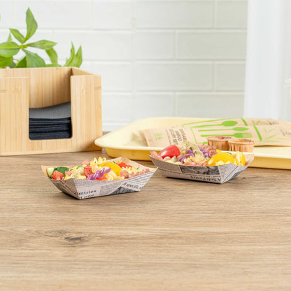Bio Tek 4 oz Newsprint Paper #25 Food Tray / Boat - 3" x 2" x 1" - 400 count box