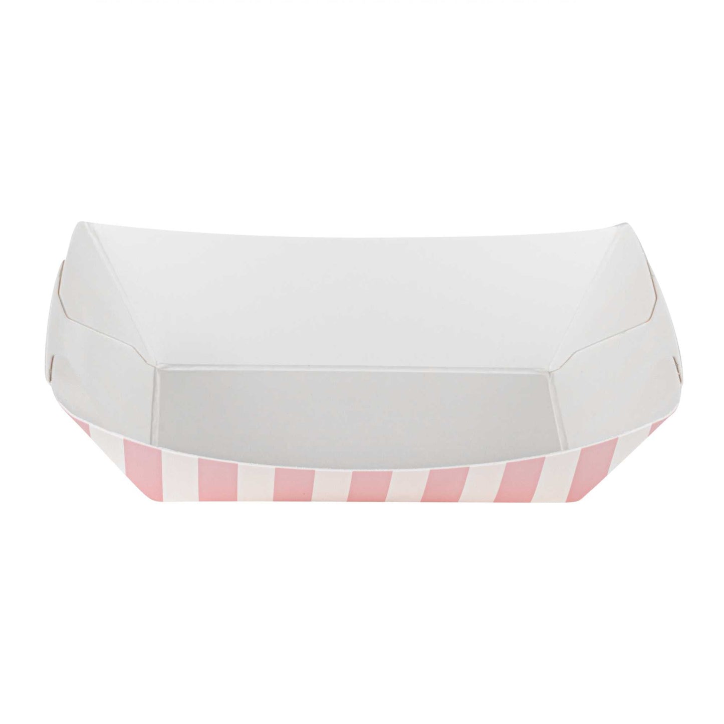 Bio Tek 4 oz Pink and White Stripe Paper #25 Food Tray / Boat - 3" x 2" x 1" - 400 count box