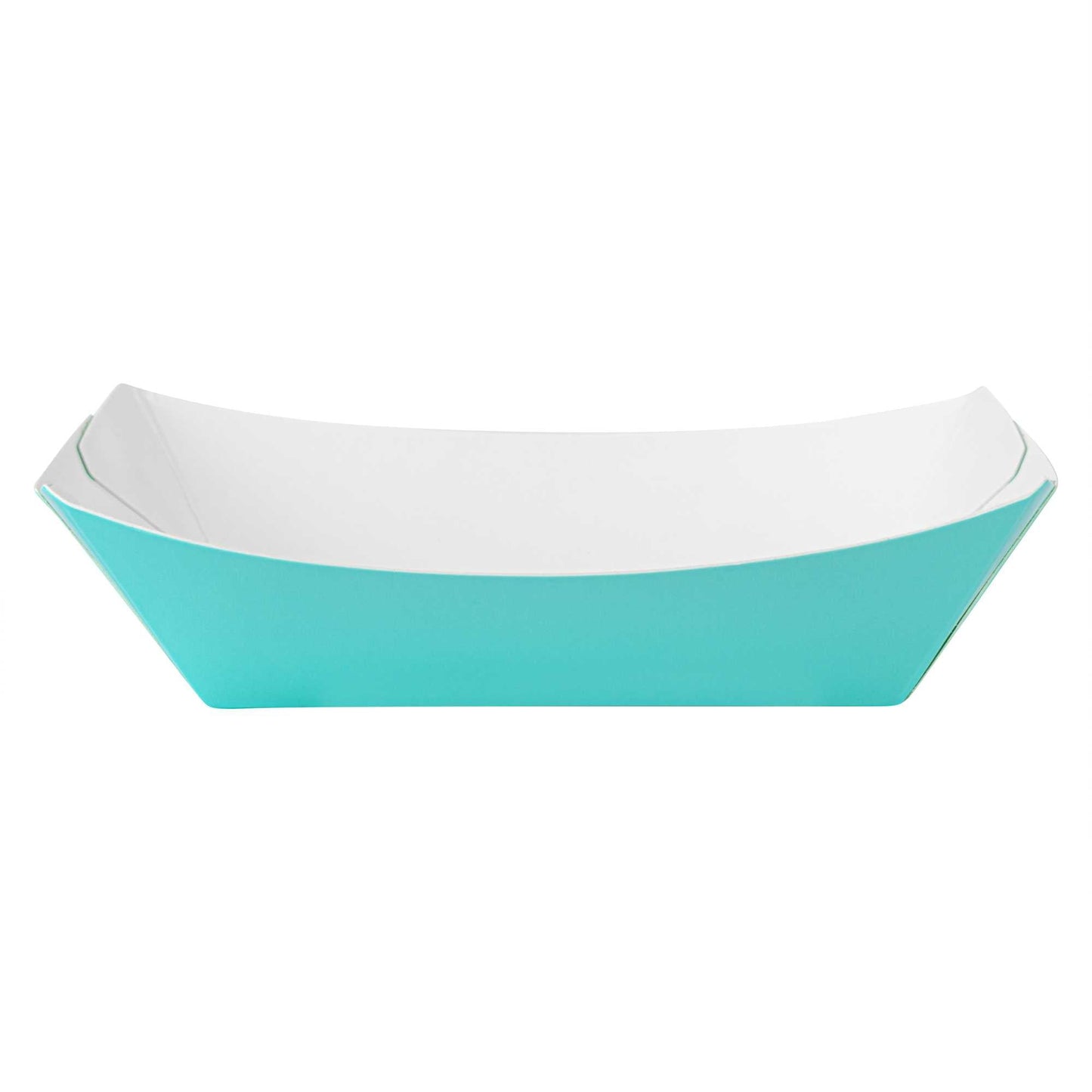 Bio Tek 4 oz Turquoise Paper #25 Food Tray / Boat - 3" x 2" x 1" - 50 count box