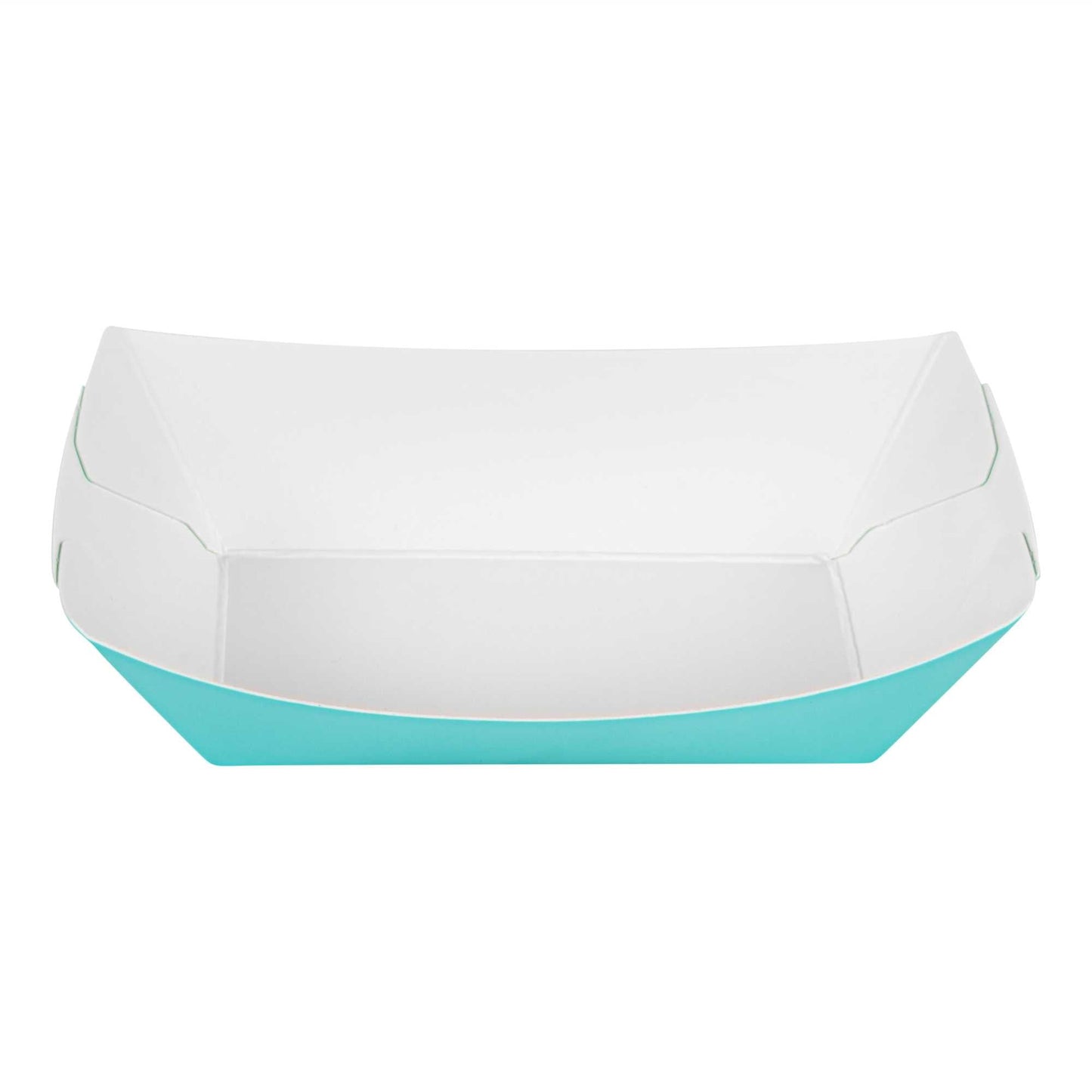 Bio Tek 4 oz Turquoise Paper #25 Food Tray / Boat - 3" x 2" x 1" - 50 count box