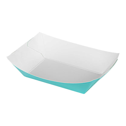 Bio Tek 4 oz Turquoise Paper #25 Food Tray / Boat - 3" x 2" x 1" - 400 count box