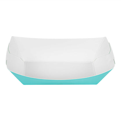 Bio Tek 4 oz Turquoise Paper #25 Food Tray / Boat - 3" x 2" x 1" - 400 count box