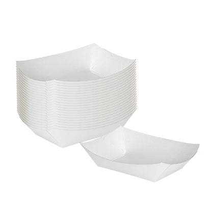 Bio Tek 4 oz White Paper #25 Food Tray / Boat - 3" x 2" x 1" - 400 count box
