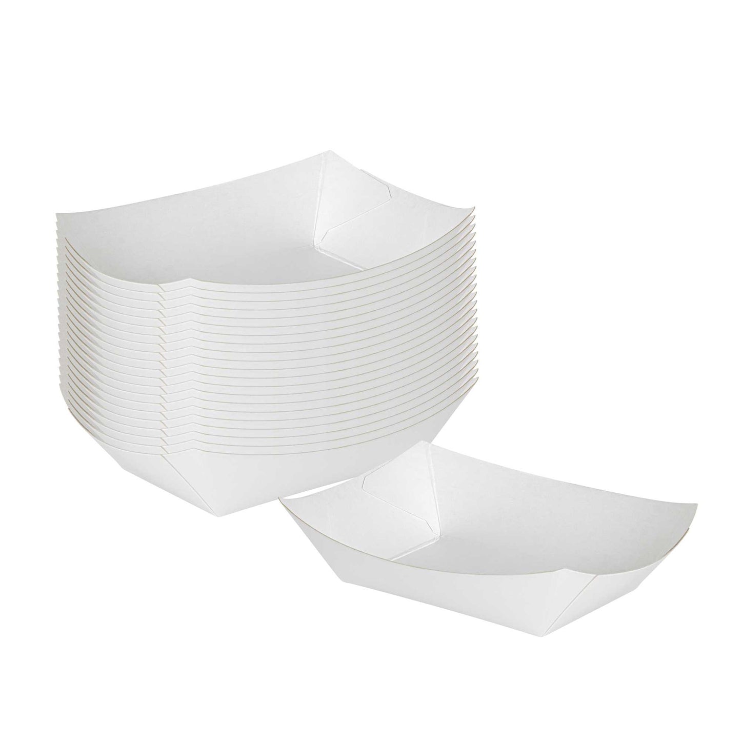 Bio Tek 4 oz White Paper #25 Food Tray / Boat - 3" x 2" x 1" - 50 count box