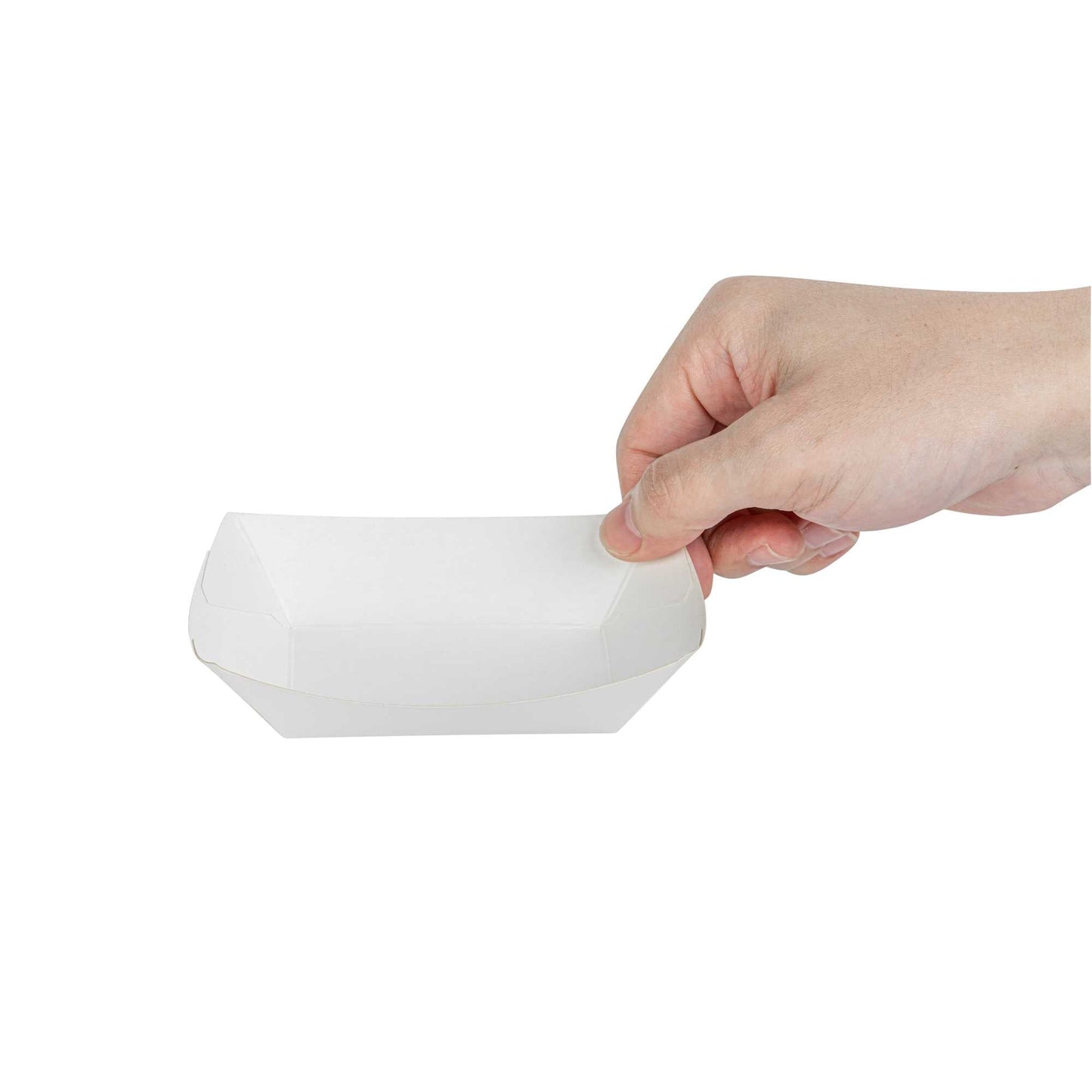 Bio Tek 4 oz White Paper #25 Food Tray / Boat - 3" x 2" x 1" - 50 count box