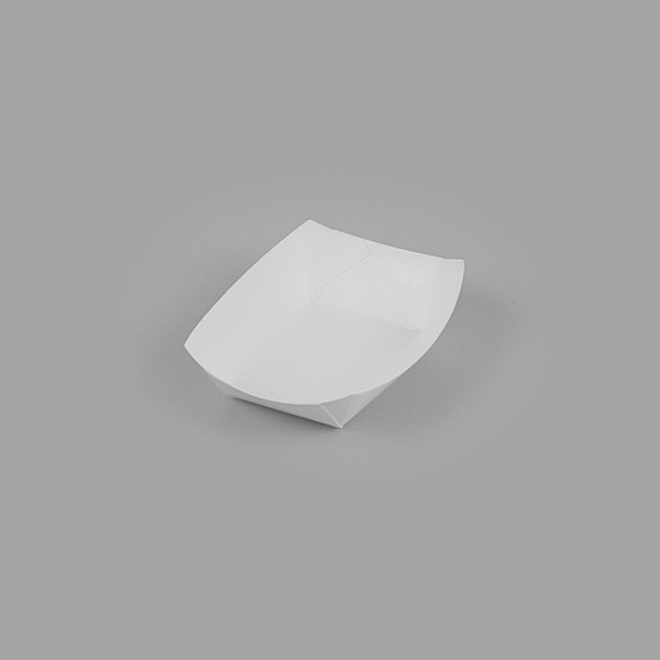 Bio Tek 4 oz White Paper #25 Food Tray / Boat - 3" x 2" x 1" - 50 count box