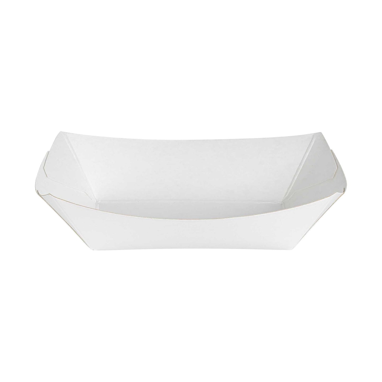 Bio Tek 4 oz White Paper #25 Food Tray / Boat - 3" x 2" x 1" - 50 count box