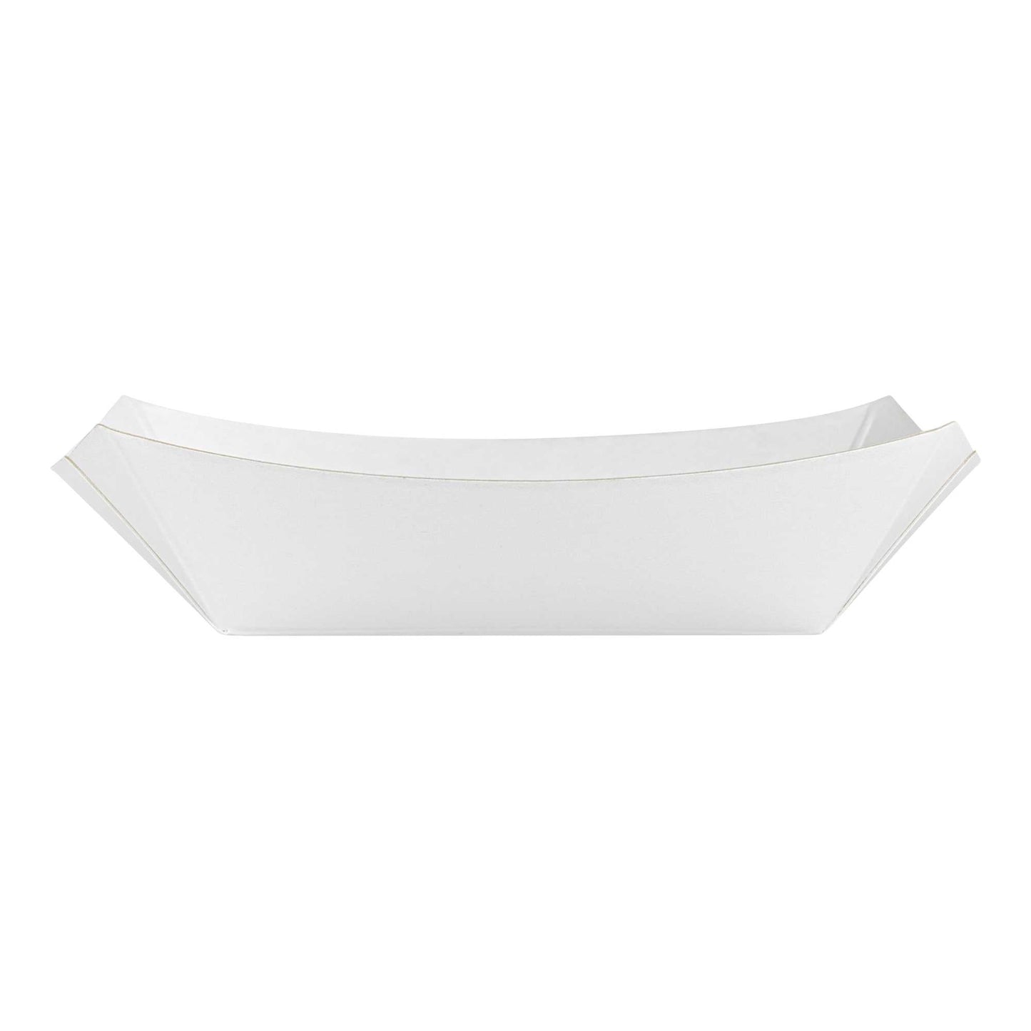 Bio Tek 4 oz White Paper #25 Food Tray / Boat - 3" x 2" x 1" - 50 count box