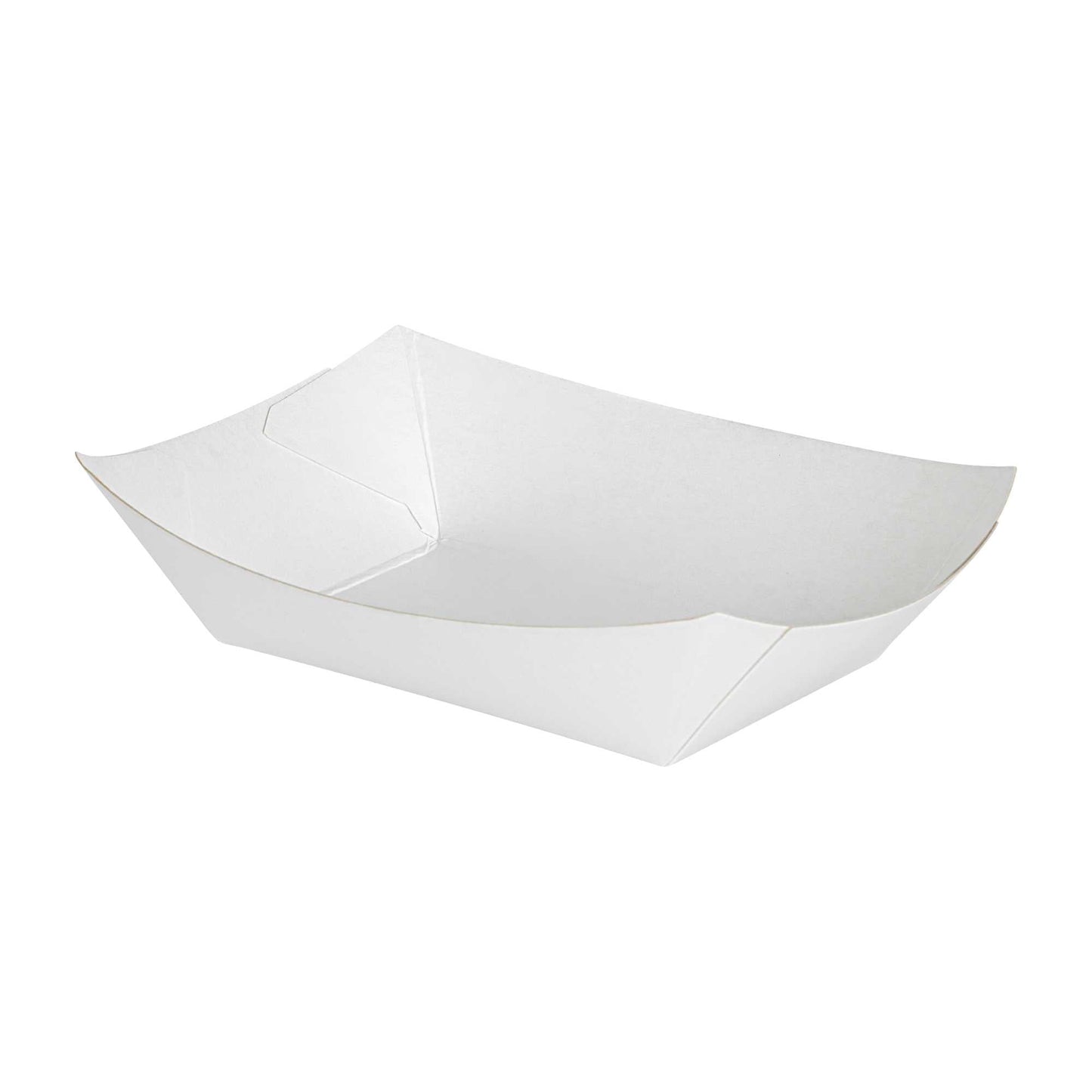 Bio Tek 4 oz White Paper #25 Food Tray / Boat - 3" x 2" x 1" - 400 count box