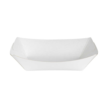 Bio Tek 4 oz White Paper #25 Food Tray / Boat - 3" x 2" x 1" - 400 count box