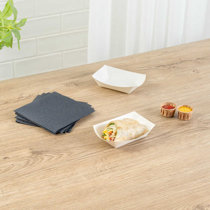 Bio Tek 4 oz White Paper #25 Food Tray / Boat - 3" x 2" x 1" - 400 count box