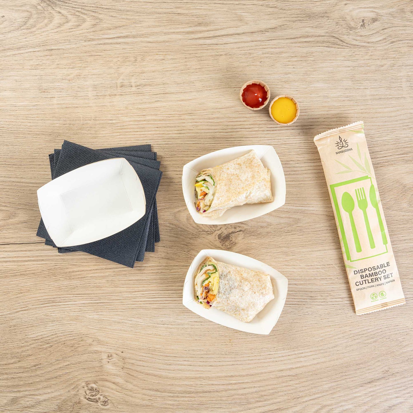 Bio Tek 4 oz White Paper #25 Food Tray / Boat - 3" x 2" x 1" - 400 count box