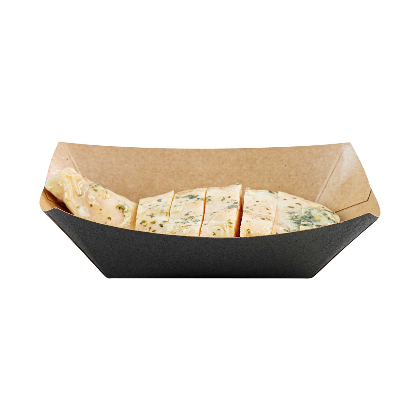 Bio Tek 6 oz Black Paper #40 Food Tray / Boat - 5" x 4" x 1 1/2" - 50 count box