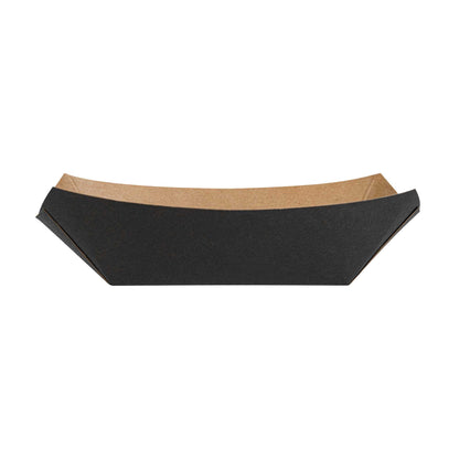 Bio Tek 6 oz Black Paper #40 Food Tray / Boat - 5" x 4" x 1 1/2" - 50 count box