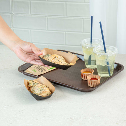 Bio Tek 6 oz Black Paper #40 Food Tray / Boat - 5" x 4" x 1 1/2" - 50 count box