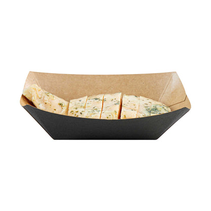 Bio Tek 6 oz Black Paper #40 Food Tray / Boat - 5" x 4" x 1 1/2" - 400 count box