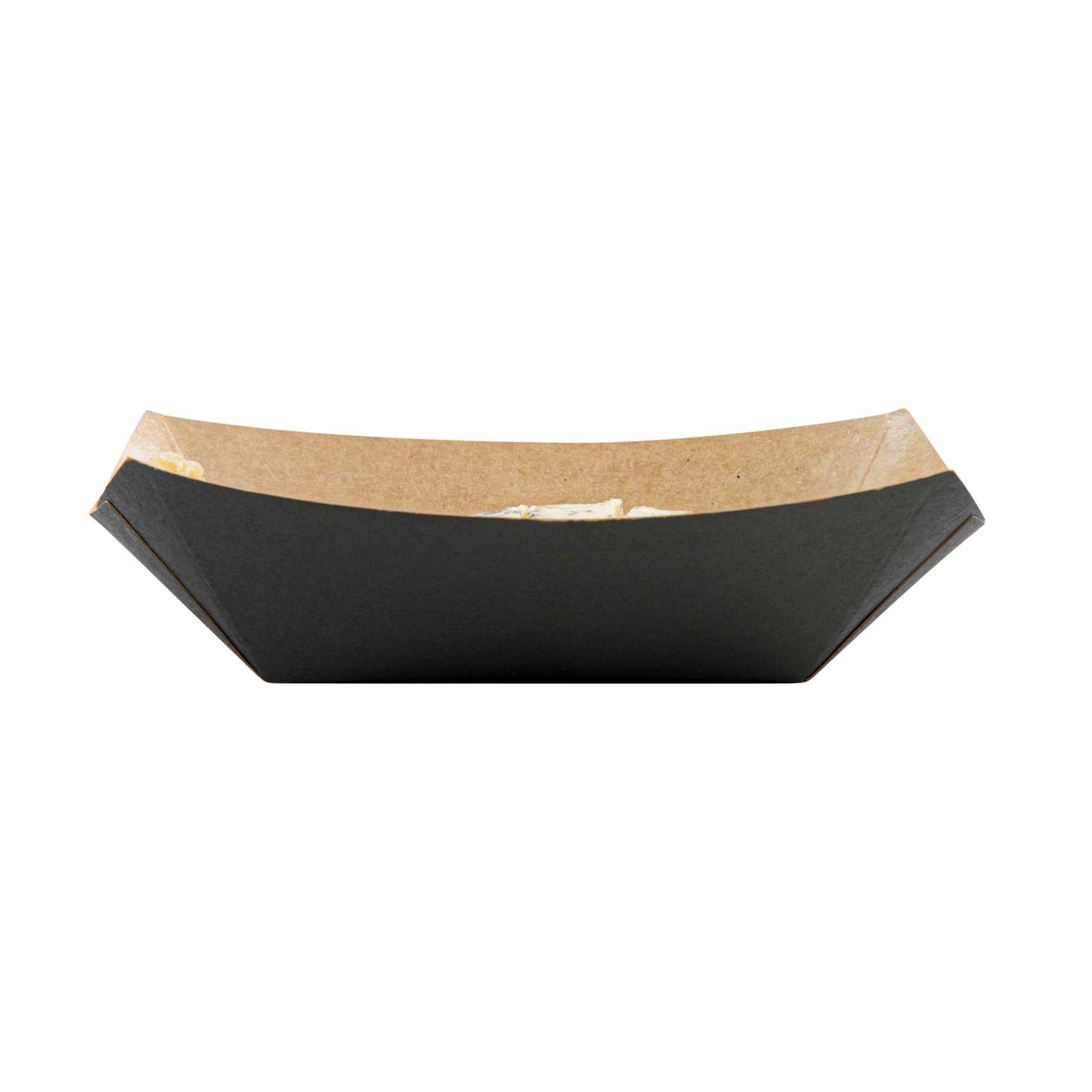 Bio Tek 6 oz Black Paper #40 Food Tray / Boat - 5" x 4" x 1 1/2" - 400 count box