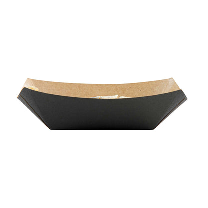 Bio Tek 6 oz Black Paper #40 Food Tray / Boat - 5" x 4" x 1 1/2" - 400 count box