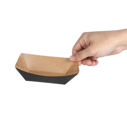 Bio Tek 6 oz Black Paper #40 Food Tray / Boat - 5" x 4" x 1 1/2" - 400 count box