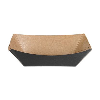 Bio Tek 6 oz Black Paper #40 Food Tray / Boat - 5" x 4" x 1 1/2" - 400 count box