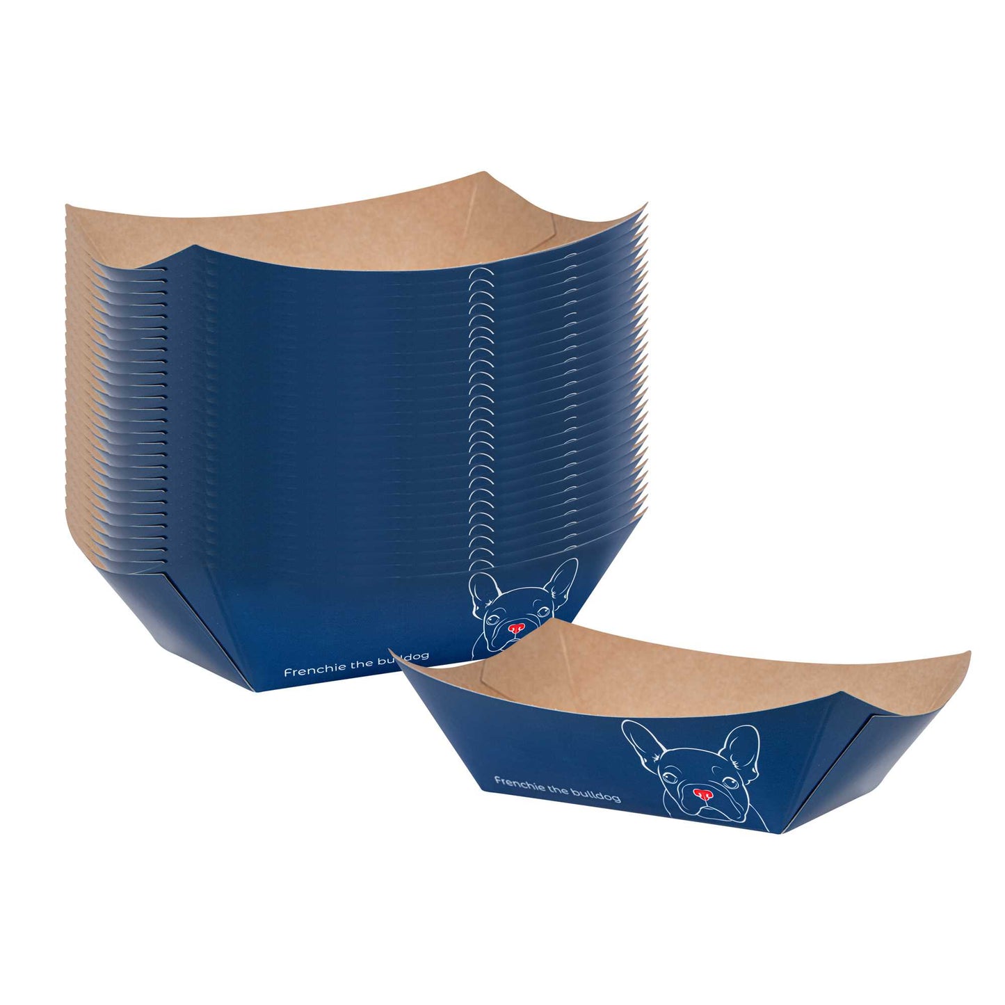 Bio Tek 6 oz Frenchie Paper #40 Food Tray / Boat - 5" x 4" x 1 1/2" - 400 count box