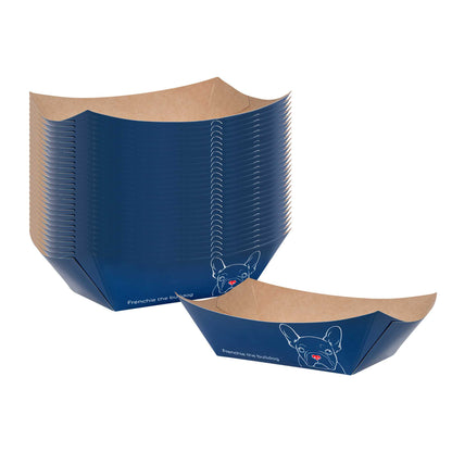Bio Tek 6 oz Frenchie Paper #40 Food Tray / Boat - 5" x 4" x 1 1/2" - 400 count box