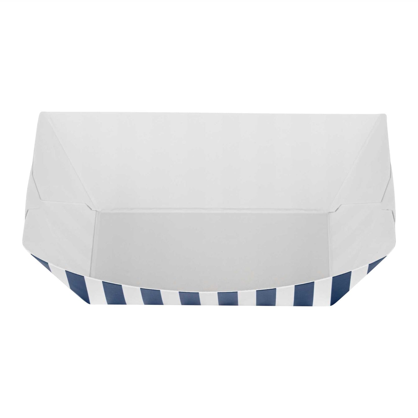 Bio Tek 6 oz Blue and White Stripe Paper #40 Food Tray / Boat - 5" x 4" x 1 1/2" - 50 count box