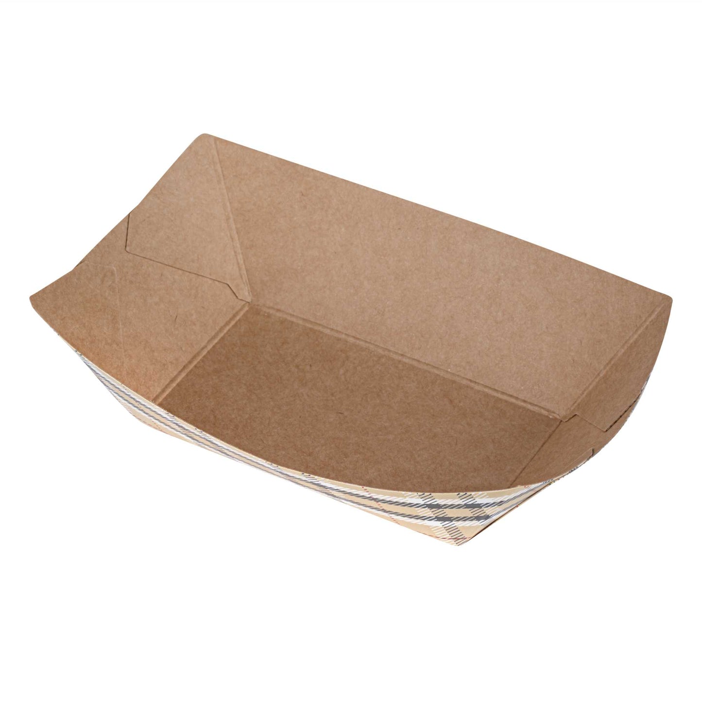 Bio Tek 6 oz Plaid Paper #40 Food Tray / Boat - 5" x 4" x 1 1/2" - 50 count box