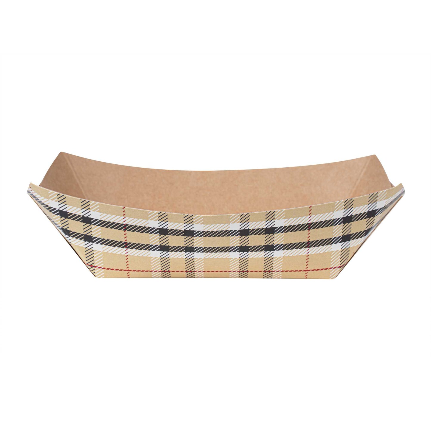 Bio Tek 6 oz Plaid Paper #40 Food Tray / Boat - 5" x 4" x 1 1/2" - 400 count box