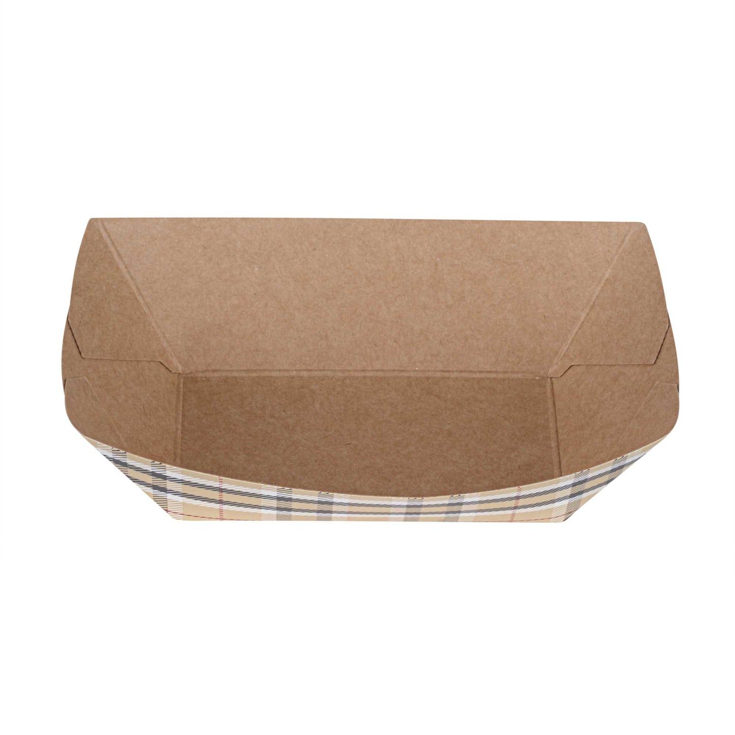 Bio Tek 6 oz Plaid Paper #40 Food Tray / Boat - 5" x 4" x 1 1/2" - 400 count box