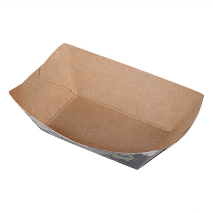 Bio Tek 6 oz Camouflage Paper #40 Food Tray / Boat - 5" x 4" x 1 1/2" - 50 count box