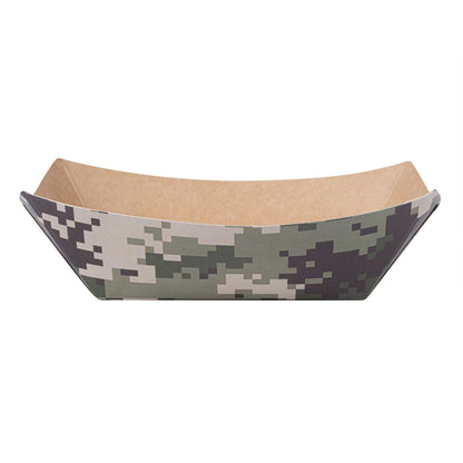 Bio Tek 6 oz Camouflage Paper #40 Food Tray / Boat - 5" x 4" x 1 1/2" - 400 count box