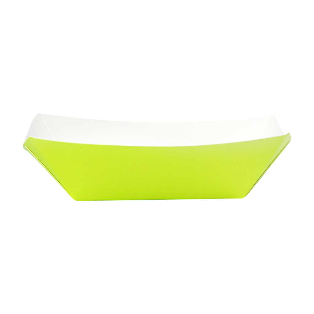 Bio Tek 6 oz Eco Green Paper #40 Food Tray / Boat - 5" x 4" x 1 1/2" - 50 count box