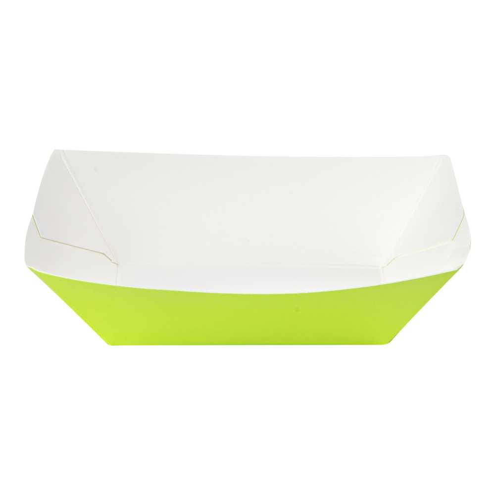 Bio Tek 6 oz Eco Green Paper #40 Food Tray / Boat - 5" x 4" x 1 1/2" - 50 count box