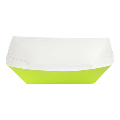 Bio Tek 6 oz Eco Green Paper #40 Food Tray / Boat - 5" x 4" x 1 1/2" - 400 count box