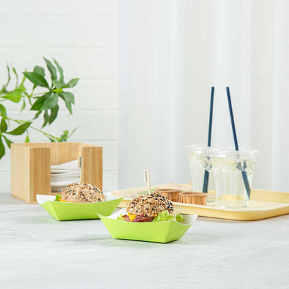 Bio Tek 6 oz Eco Green Paper #40 Food Tray / Boat - 5" x 4" x 1 1/2" - 400 count box