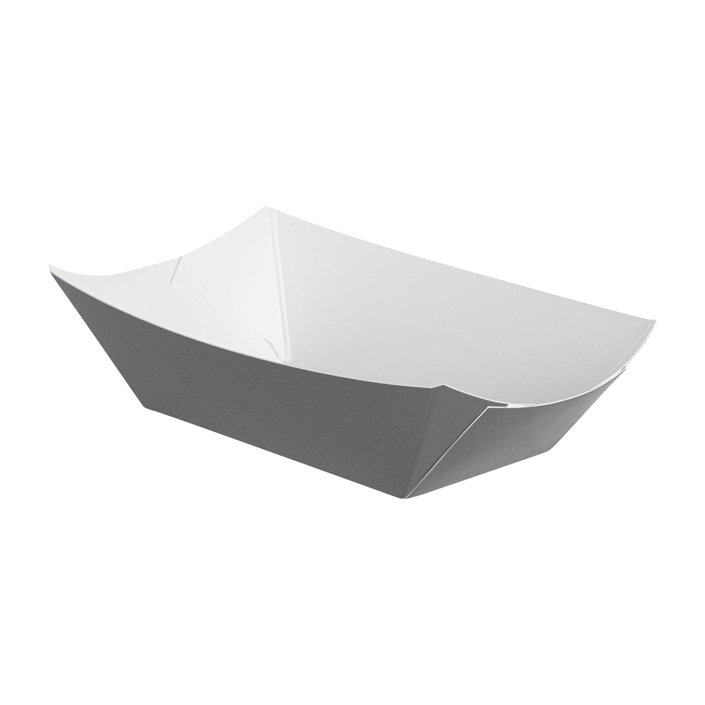 Bio Tek 6 oz Gray Paper #40 Food Tray / Boat - 5" x 4" x 1 1/2" - 50 count box