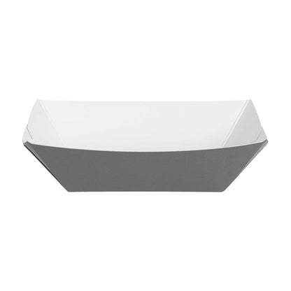 Bio Tek 6 oz Gray Paper #40 Food Tray / Boat - 5" x 4" x 1 1/2" - 50 count box