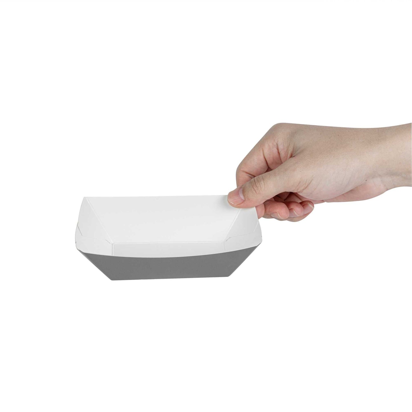 Bio Tek 6 oz Gray Paper #40 Food Tray / Boat - 5" x 4" x 1 1/2" - 400 count box
