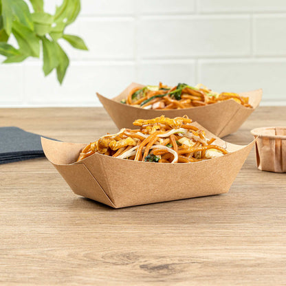 Bio Tek 6 oz Kraft Paper #40 Food Tray / Boat - 5" x 4" x 1 1/2" - 50 count box