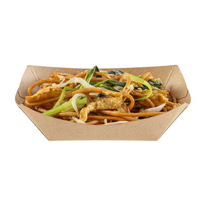 Bio Tek 6 oz Kraft Paper #40 Food Tray / Boat - 5" x 4" x 1 1/2" - 50 count box