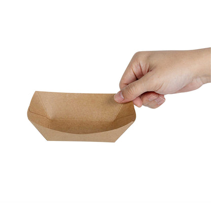Bio Tek 6 oz Kraft Paper #40 Food Tray / Boat - 5" x 4" x 1 1/2" - 400 count box