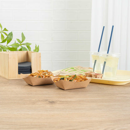 Bio Tek 6 oz Kraft Paper #40 Food Tray / Boat - 5" x 4" x 1 1/2" - 400 count box