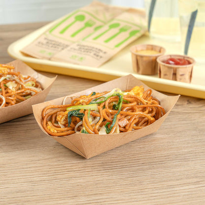 Bio Tek 6 oz Kraft Paper #40 Food Tray / Boat - 5" x 4" x 1 1/2" - 400 count box