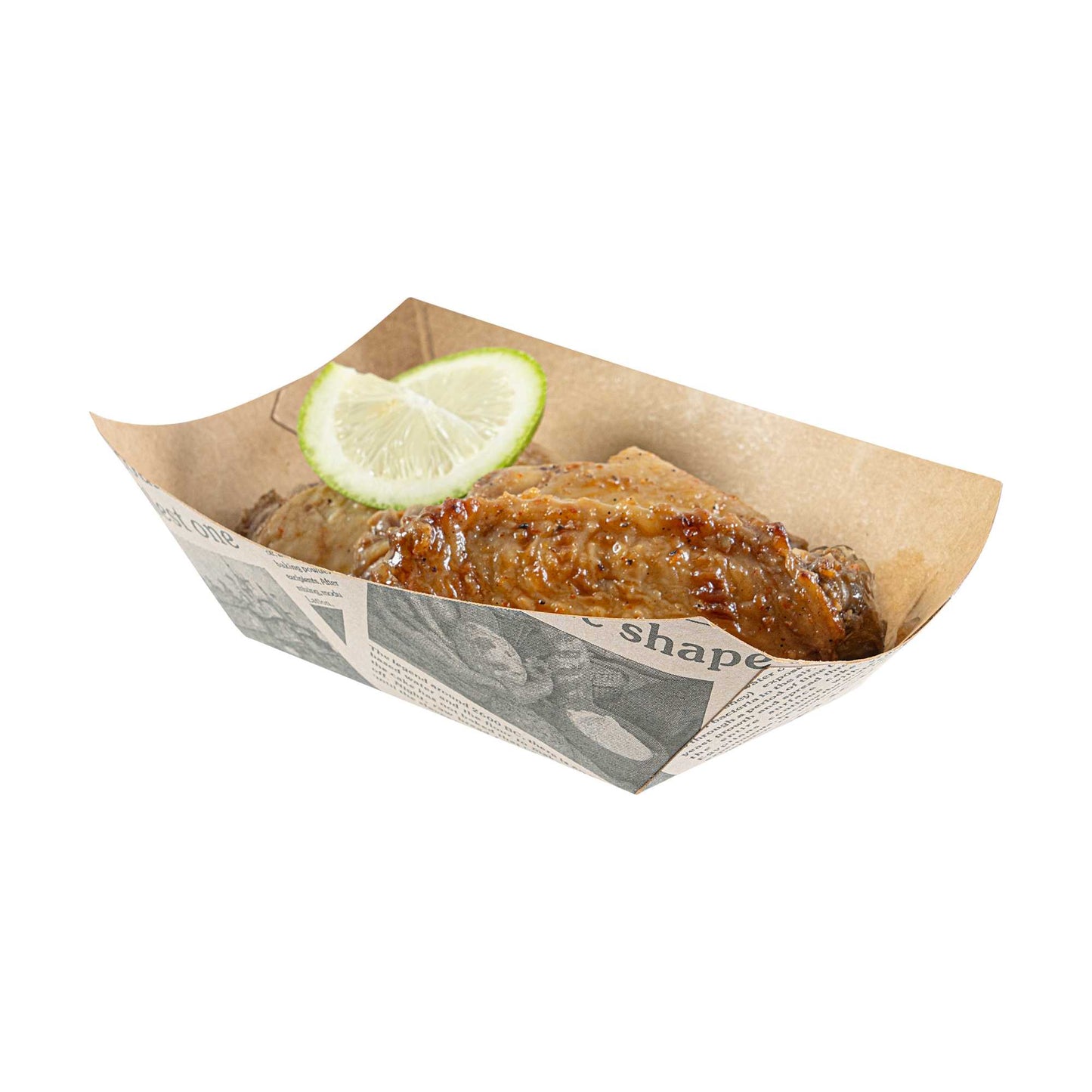 Bio Tek 6 oz Newsprint Paper #40 Food Tray / Boat - 5" x 4" x 1 1/2" - 50 count box