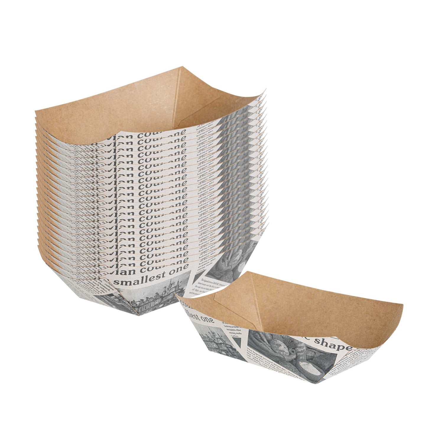 Bio Tek 6 oz Newsprint Paper #40 Food Tray / Boat - 5" x 4" x 1 1/2" - 50 count box