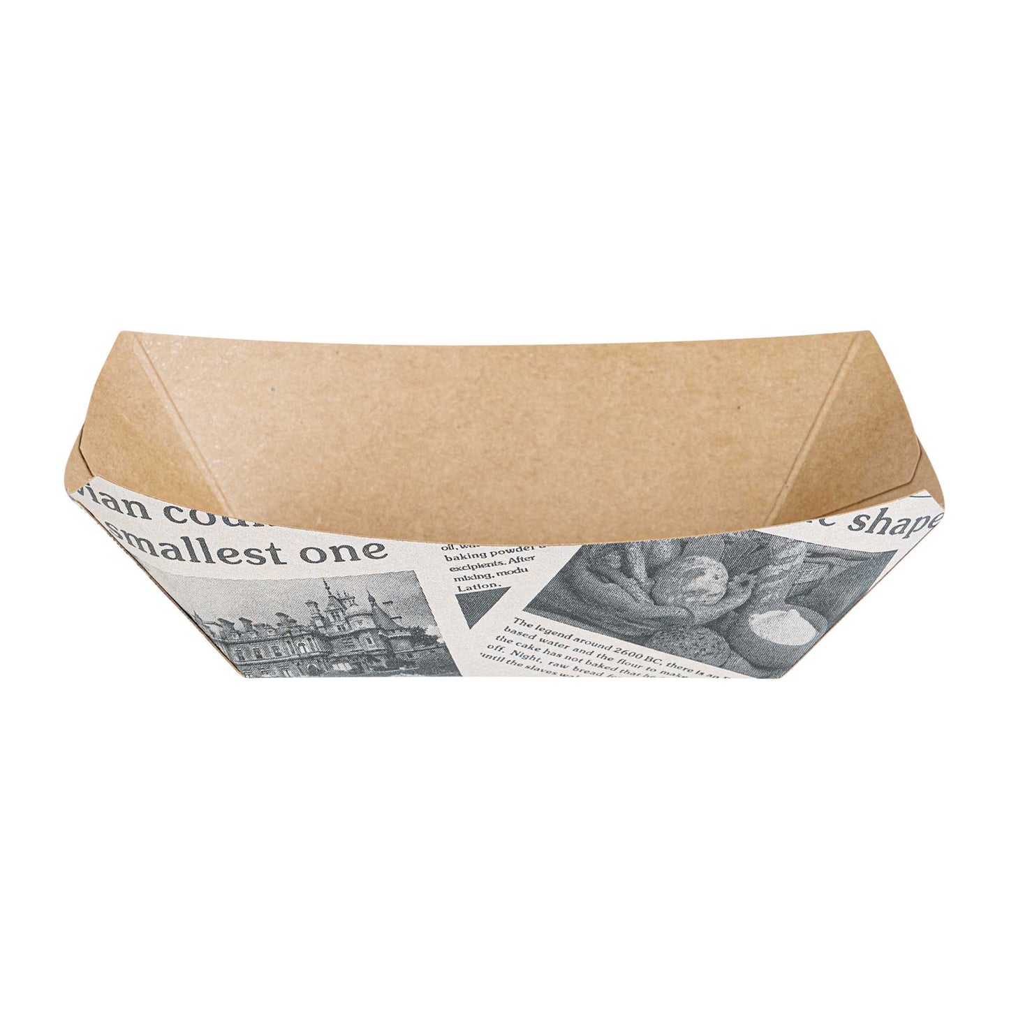 Bio Tek 6 oz Newsprint Paper #40 Food Tray / Boat - 5" x 4" x 1 1/2" - 50 count box