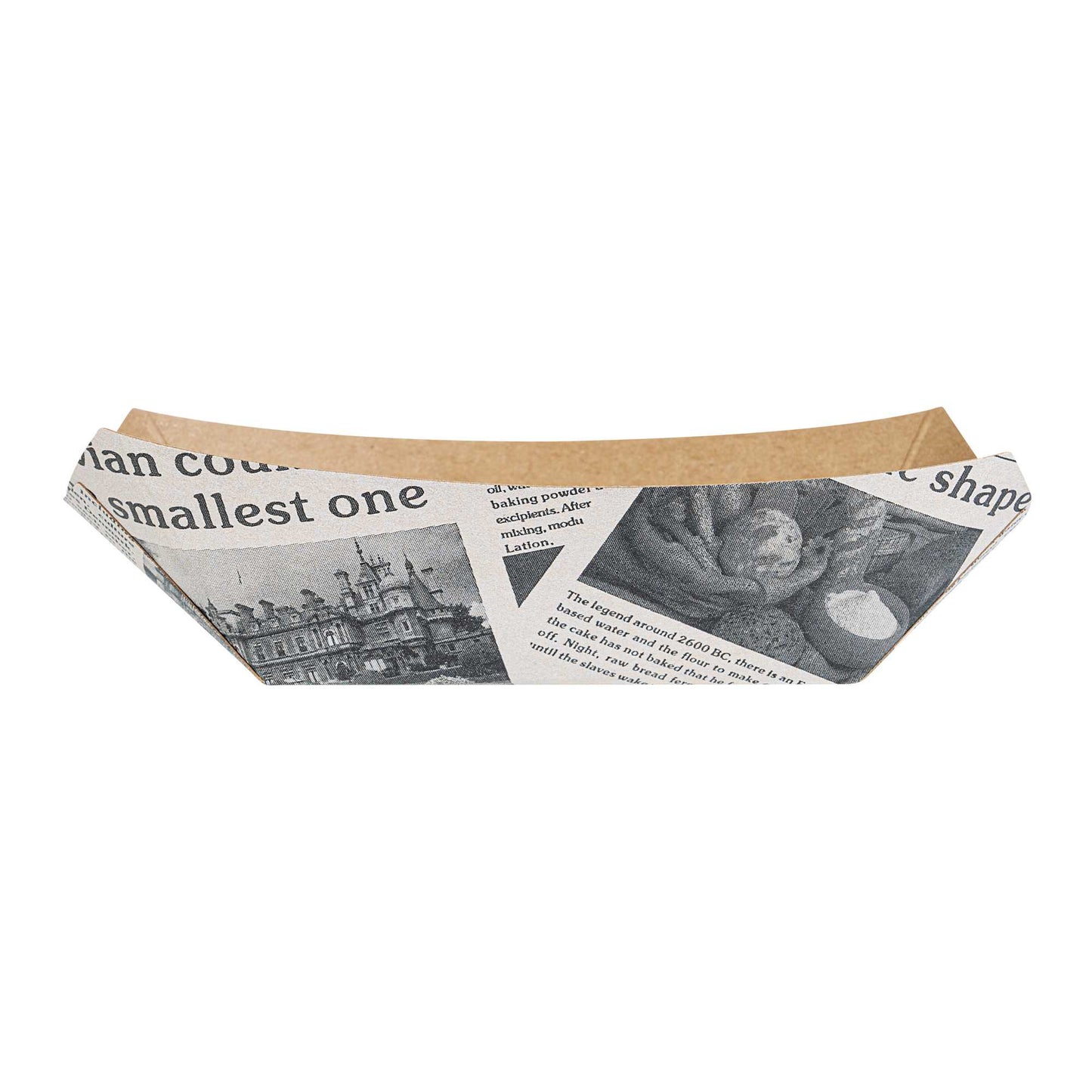 Bio Tek 6 oz Newsprint Paper #40 Food Tray / Boat - 5" x 4" x 1 1/2" - 50 count box